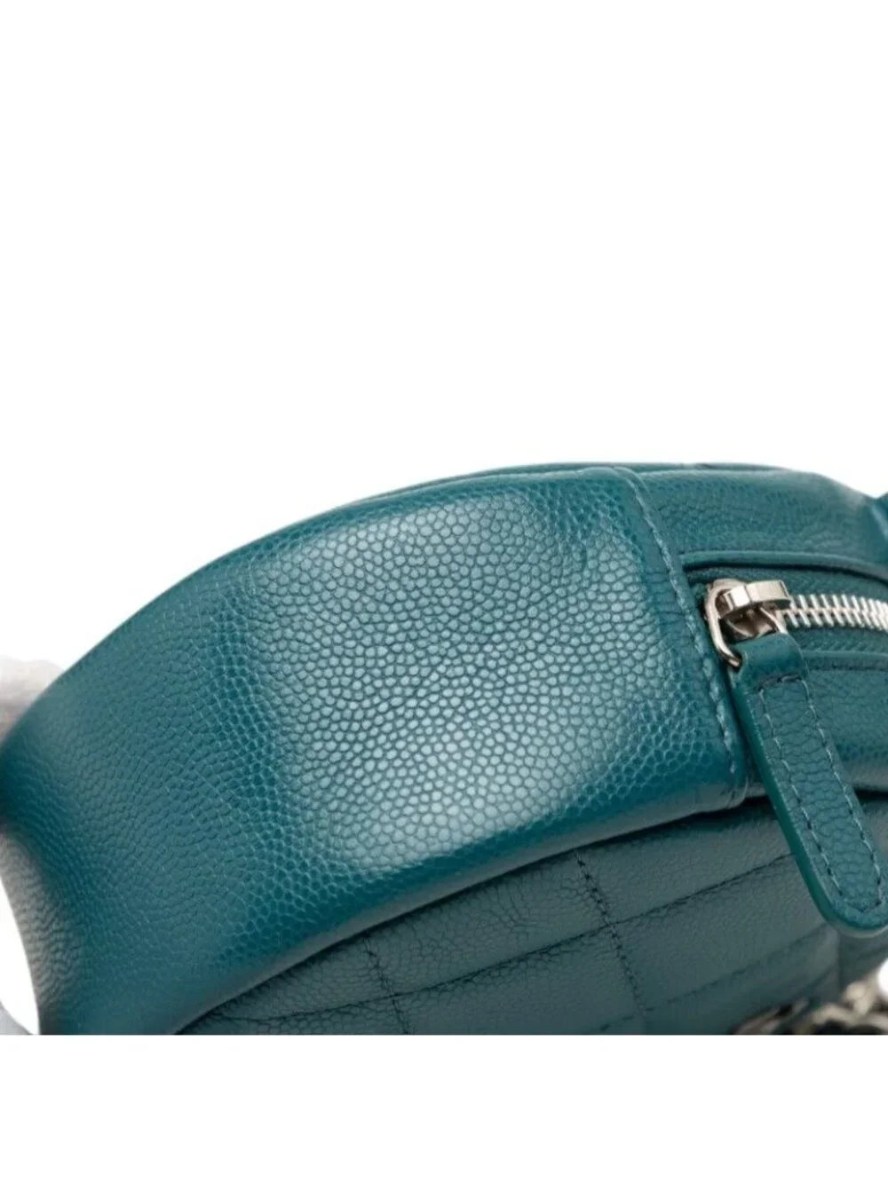 Chanel Quilted CC Logo Mini Chain Classic Shoulder Bag Green Caviar Leather